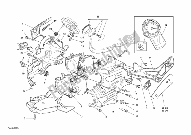 Tutte le parti per il Faro del Ducati Superbike 749 Dark 2006